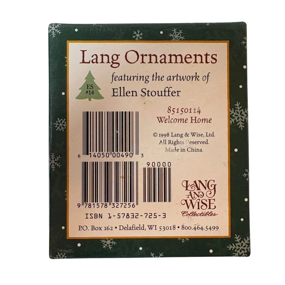 VTG lang ornament Welcome Home Artwork By Ellen Stouffer 1998 Christmas Holiday